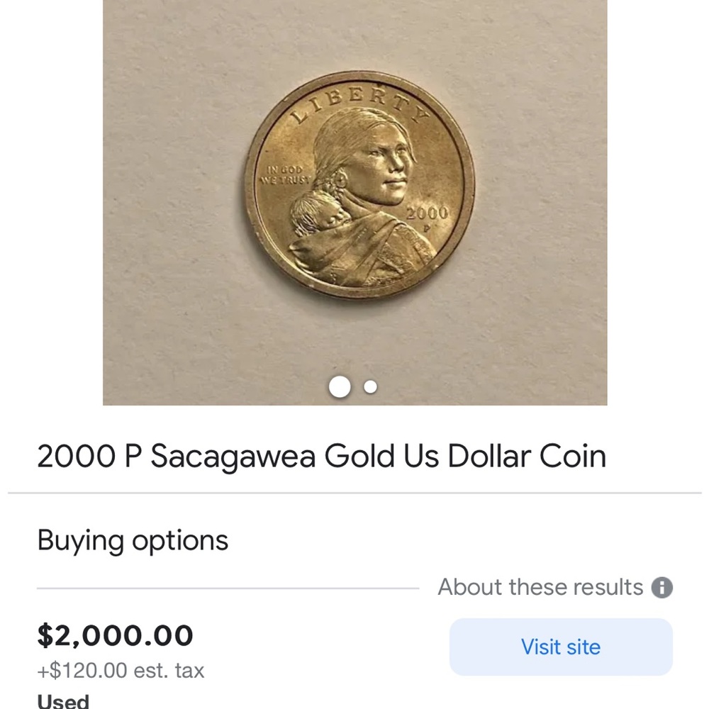Rare old coin 🪙 2000 P Sacagawea Gold Us Dollar Coin